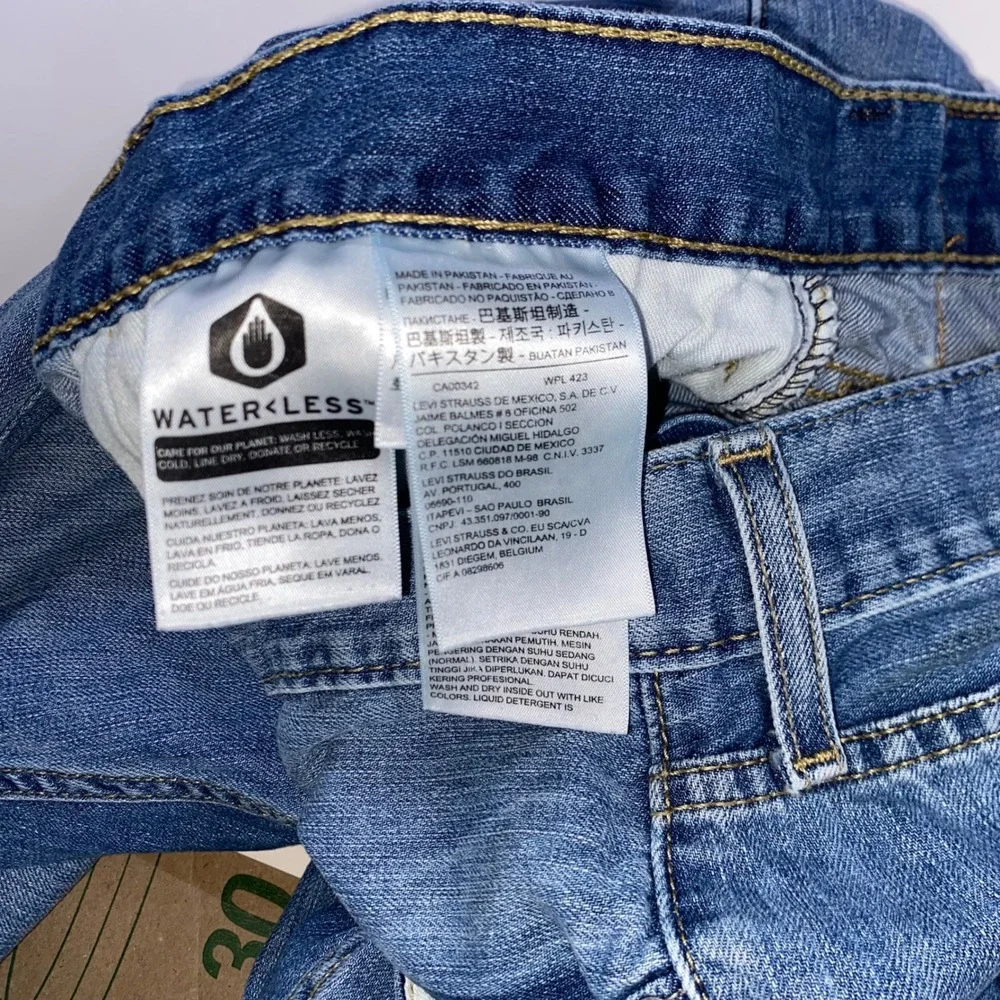 Levis 559 Relaxed Straight Jeans Mens 40x30 Medium Wash Blue WaterLess Denim